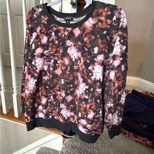 Torrid Black and Pink Floral Print Top